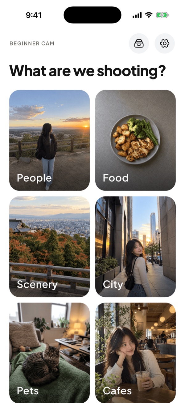 Home screen with six subjects